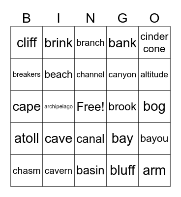 Geo Bingo weeks 1-5 Bingo Card