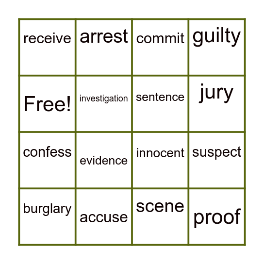 LAW AND ORDER Bingo Card