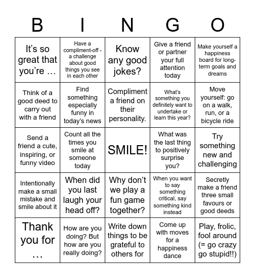 !!happiness bingo!! Bingo Card