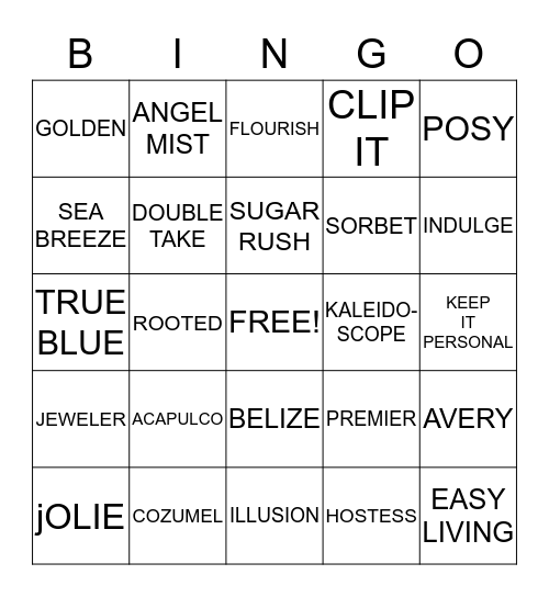 BLINGO Bingo Card