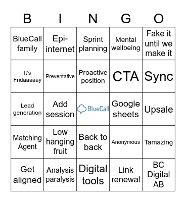 BlueCall Bingo! Bingo Card