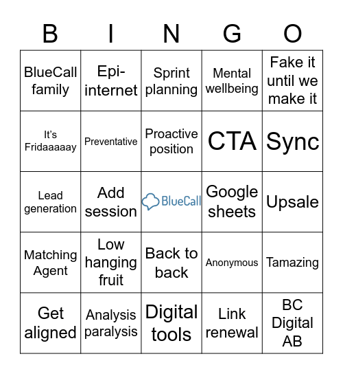 BlueCall Bingo! Bingo Card