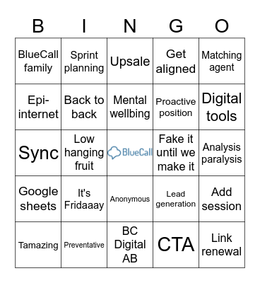 BlueCall Bingo! Bingo Card