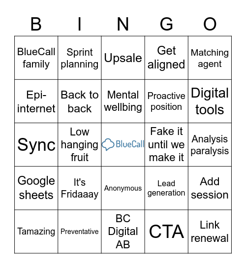 BlueCall Bingo! Bingo Card