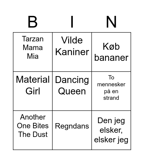 Musik Banko Bingo Card