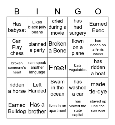 Get to Know You BINGO Bingo Card