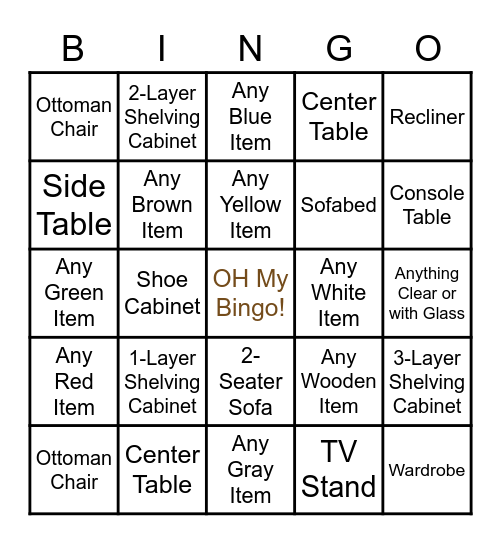 Our Home Bingo Card