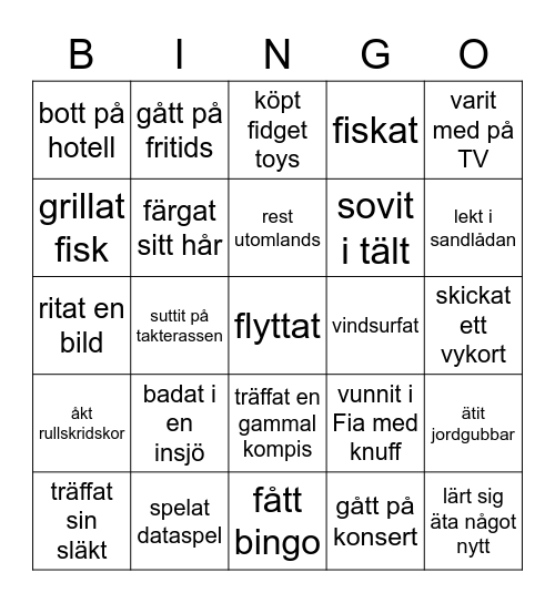 Förenings bingo 2021 Bingo Card
