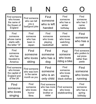 WHAT WE LOVE... Bingo Card