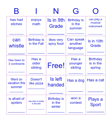 Find Someone Who.... Bingo Card