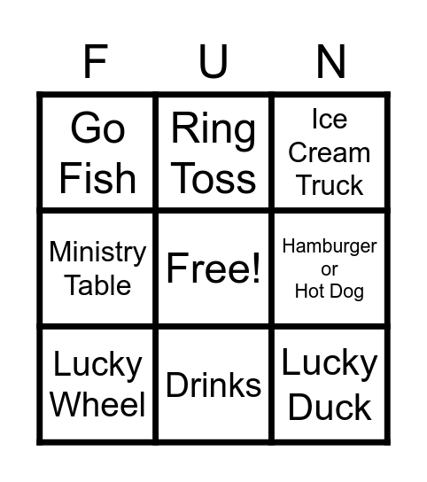 Rally Day Carnaval Bingo Card