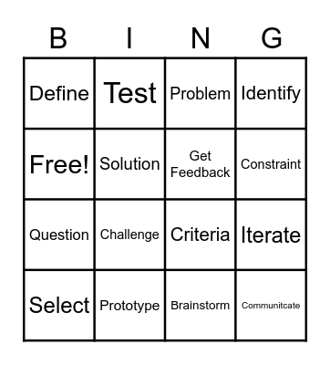 Engineering Process Bingo Card