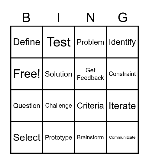 Engineering Process Bingo Card