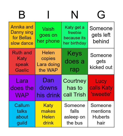 Katy Bday Bingo Card