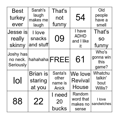 Revival House Fellowship Bingo Card