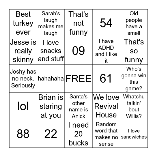 Revival House Fellowship Bingo Card