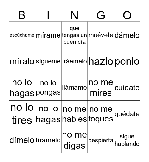 mandatos 1 Bingo Card