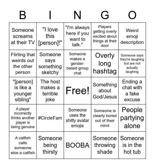 The Circle Bingo Card