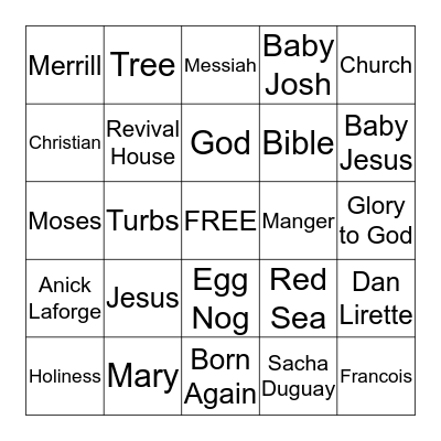 Revival House Fellowship Bingo Card