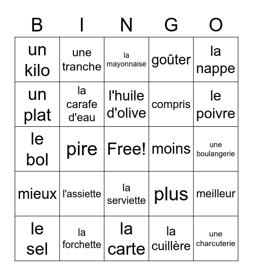 9B Bingo Card