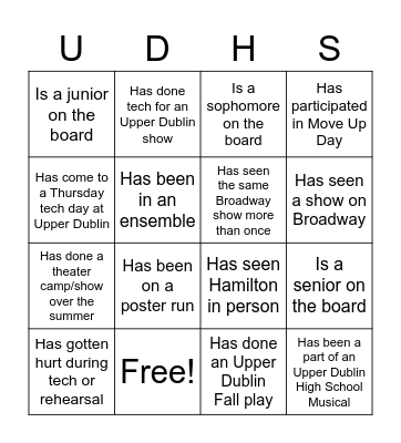 Season Reveal Theater Bingo Card
