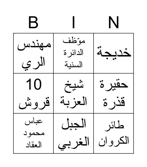 دعاء الكروان - سيلينا، شهد وعبدالرمن Bingo Card