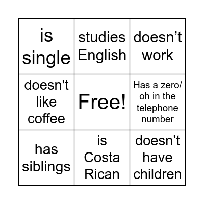 People Bingo Card