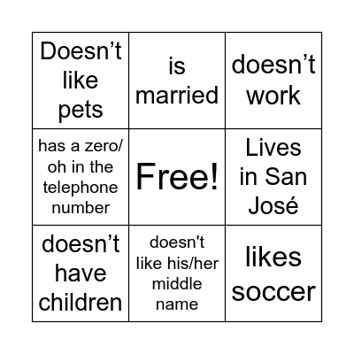 People Bingo Card