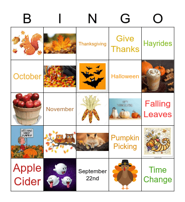 Fall Festival Bingo Card