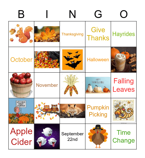Fall Festival Bingo Card