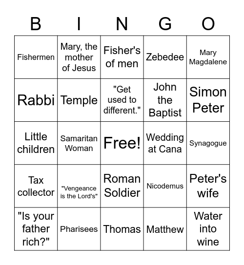 BINGE JESUS BINGO Card