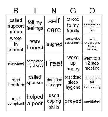 B I N G O Bingo Card