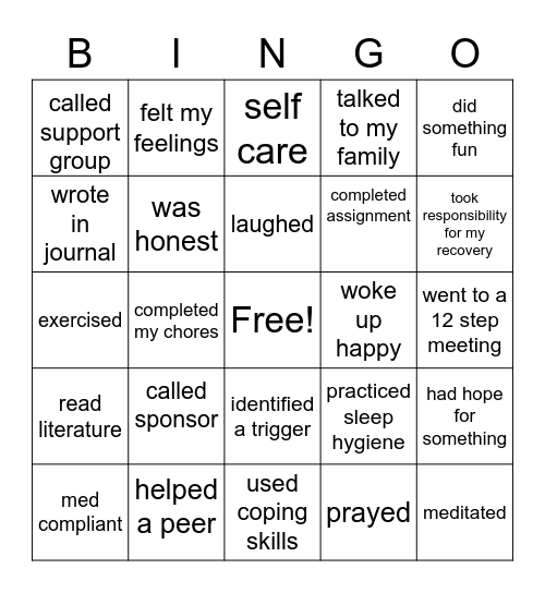 B I N G O Bingo Card