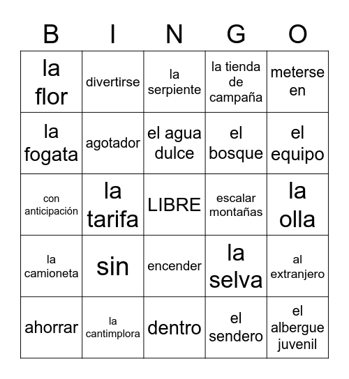 L3 1.1 Vocabulario Bingo Card