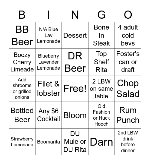 Dingo Bingo Card