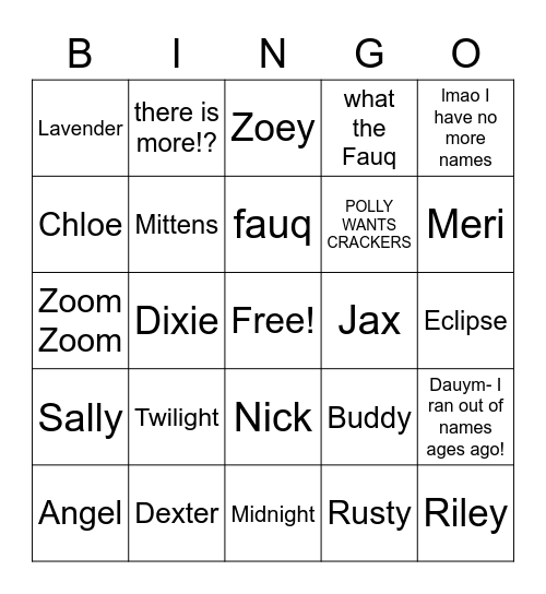 Untitled Bingo Card