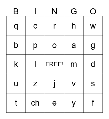 ABC Bingo Card