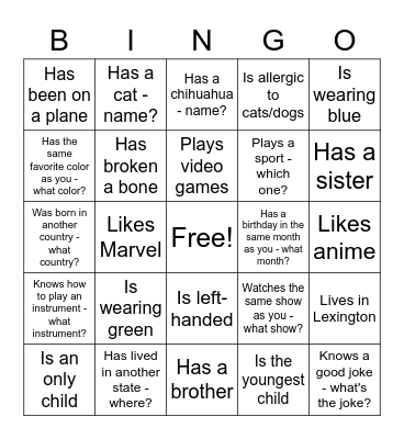 TEC Bingo Card