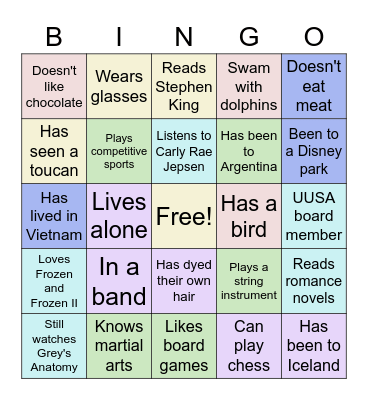 Unite Summer 2021 Bingo Card