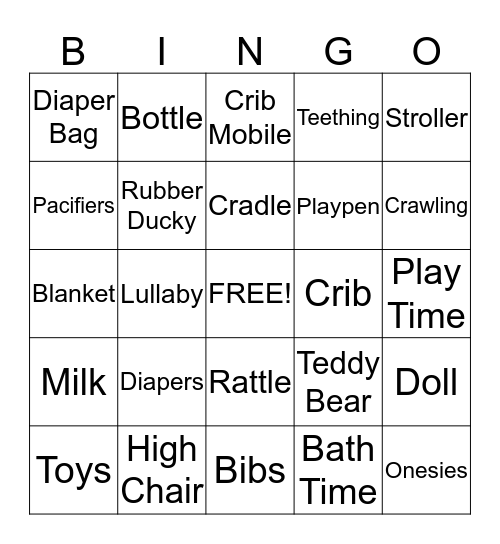 Baby Shower Bingo Card