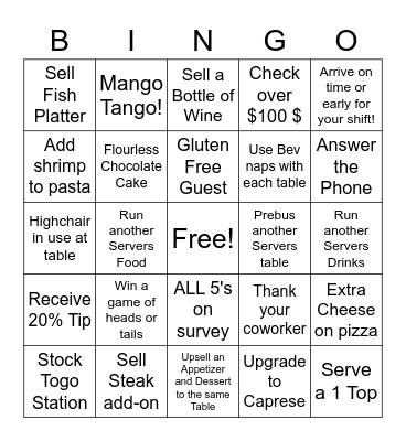 Benvenuto's Bingo Card