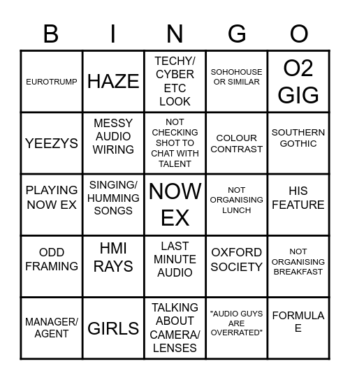 NICK Bingo Card