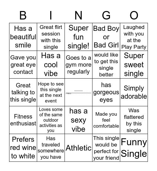 Super Fun Play Party Mingle Bingo! Bingo Card