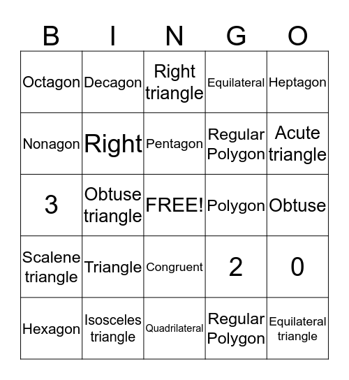 Chapter 11  Bingo Card