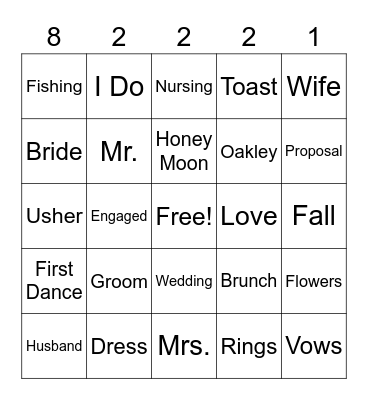 GROOM AND BRIDE BINGO Card