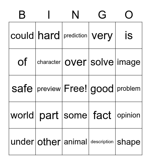 Unit 2 Week 1 and 2 Bingo Card