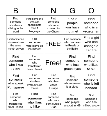 Find Someone Bingo Card