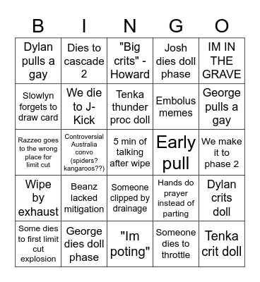 TEA Bingo Card