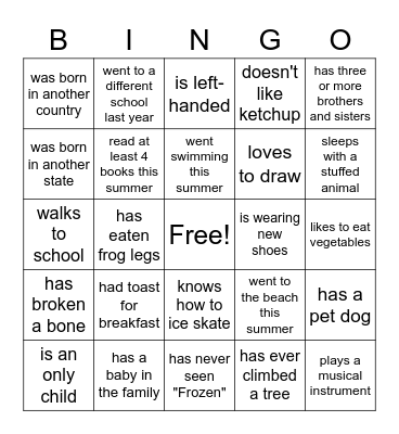 Find Someone Who... Bingo Card