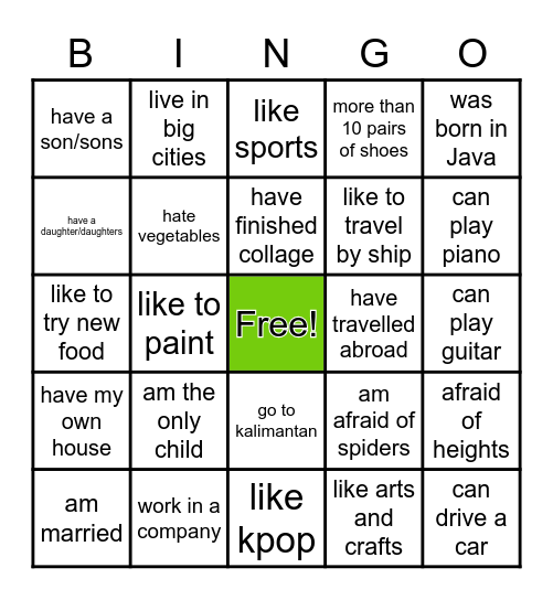 I ... BINGO!!! Bingo Card